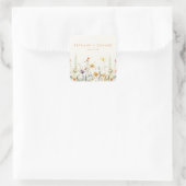 Rustieke Wilde Bloem Bruiloft Vierkante Sticker (Tas)