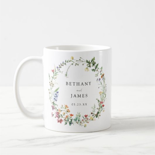 Rustieke Wilde Bloem Bruiloftsgeschenk Koffiemok (Links)