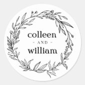 Rustieke Wilde Bloem Folk Bruiloft Ronde Sticker (Voorkant)