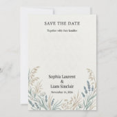 Rustieke Wilde Bloem & Groene Save the Date Kaart (Achterkant)