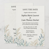 Rustieke Wilde Bloem & Groene Save the Date Kaart (Voorkant / Achterkant)