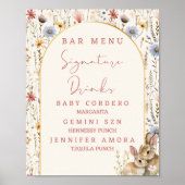 Rustieke wilde bloem konijn beige Signature Drinks Poster (Voorkant)
