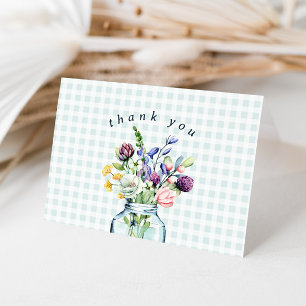 Rustieke Wilde Bloem Mason Jar Jongens Baby Shower Bedankkaart