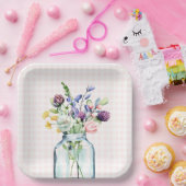 Rustieke Wilde Bloem Mason Jar Picknick Bruids Bru Papieren Bordje (Feest)