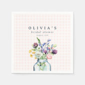 Rustieke Wilde Bloem Mason Jar Picknick Bruids Bru Servet (Voorkant)