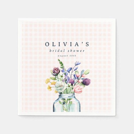 Rustieke Wilde Bloem Mason Jar Picknick Bruidsmeis Servet (Voorkant)