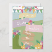 Rustieke wilde bloem met vlaggetjes Save The Date Kaart (Voorkant)
