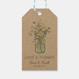 Rustieke wilde bloem metselwerkpot met liefde en d cadeaulabel