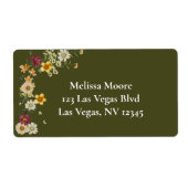 Rustieke wilde bloem salie groen baby shower etiket (Voorkant)