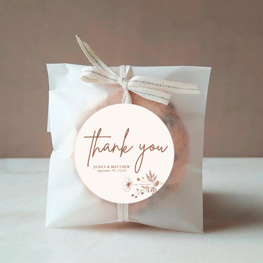 Rustieke Wilde Bloem Terracotta Boho Bruiloft Ronde Sticker
