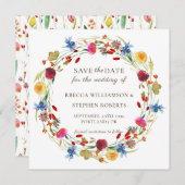 Rustieke Wilde Bloem Trouwkaart Save the Date  Kaart (Voorkant / Achterkant)
