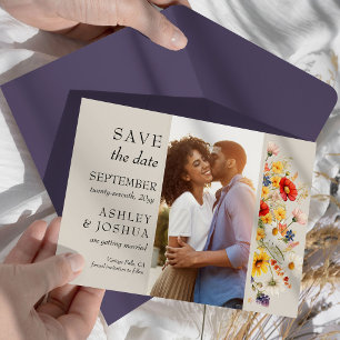 Rustieke Wilde Bloem Verticale Foto Bloem Bruiloft Save The Date