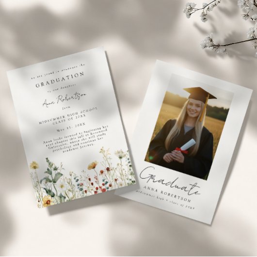 Rustieke Wilde Bloemen Afstudeerfeest Aankondiging