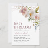 Rustieke wilde bloemen Baby in bloei uitnodiging (Voorkant)