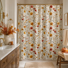 Rustieke Wilde Bloemen - Boho Herfst Bloemmotief Douchegordijn