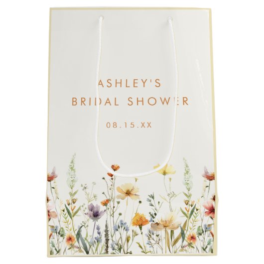 Rustieke Wilde Bloemen Bruidsdouche Medium Cadeauzakje (Achterkant)