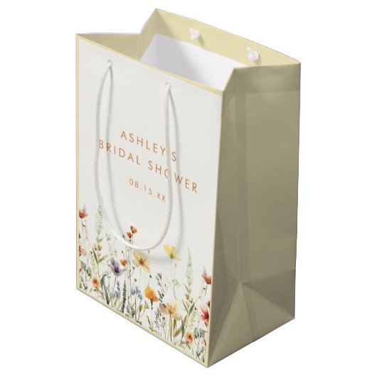 Rustieke Wilde Bloemen Bruidsdouche Medium Cadeauzakje (Achterkant Gekanteld)