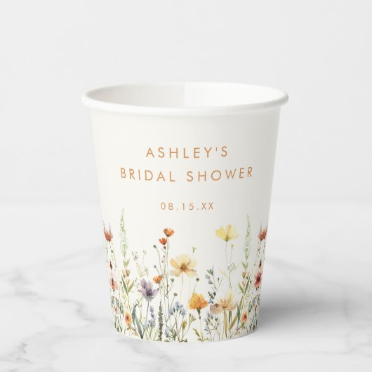 Rustieke Wilde Bloemen Bruidsdouche Papieren Bekers (Links)