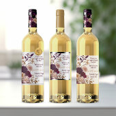 Rustieke Wilde Bloemen Bruidsfeest Burgundy & Roze Wijn Etiket