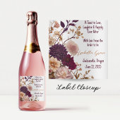 Rustieke Wilde Bloemen Bruidsfeest Burgundy & Roze Wijn Etiket