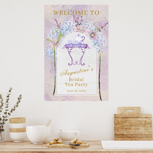 Rustieke Wilde Bloemen Bruidstheekrans Poster (Keuken)