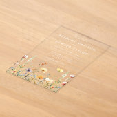 Rustieke Wilde Bloemen Bruiloft Acryl Uitnodigingen (Laagn)