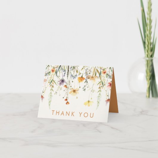 Rustieke Wilde Bloemen Bruiloft Bedankkaart (Voorkant)