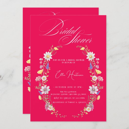 Rustieke Wilde Bloemen Bruiloft Feest Kaart (Voorkant / Achterkant)