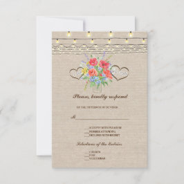 Rustieke Wilde Bloemen Burlap Wedding RSVP