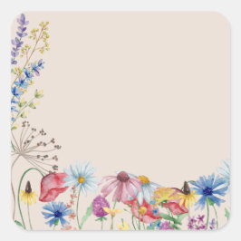 Rustieke Wilde Bloemen Charme Dekentje Vierkante Sticker