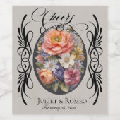 Rustieke Wilde Bloemen Cheers Wijn Etiket (Enkel label)