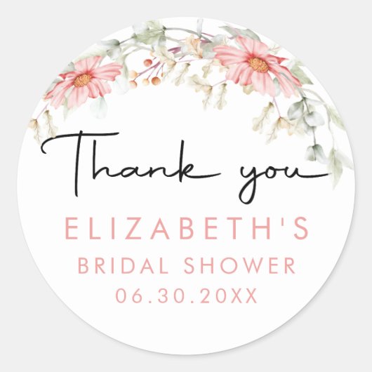 Rustieke wilde bloemen dank u ronde sticker (Voorkant)