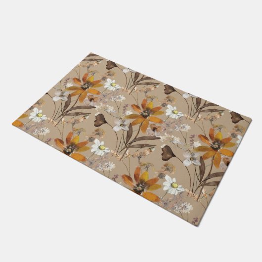 Rustieke wilde bloemen deurmat (Schuin)