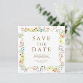 Rustieke wilde bloemen foto collage bruiloft save the date (Staand voorkant)