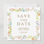Rustieke wilde bloemen foto collage bruiloft save the date (Voorkant)