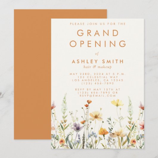 Rustieke Wilde Bloemen Grand Opening Kaart (Voorkant / Achterkant)