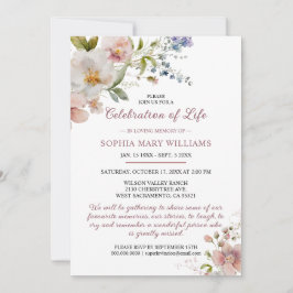 Rustieke Wilde Bloemen Herdenkingsdienst Levensvie Kaart