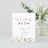 rustieke wilde bloemen housewarming party uitnodig (Staand voorkant)