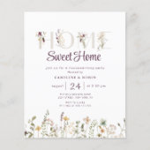 rustieke wilde bloemen housewarming party uitnodig (Voorkant)