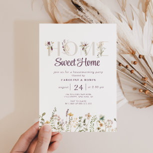 rustieke wilde bloemen housewarming party uitnodig