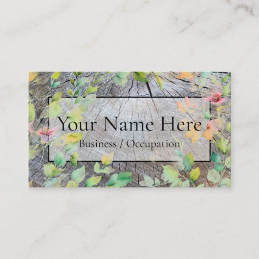 Rustieke wilde bloemen houtnerf noodlijdende botan visitekaartje (Voorkant)