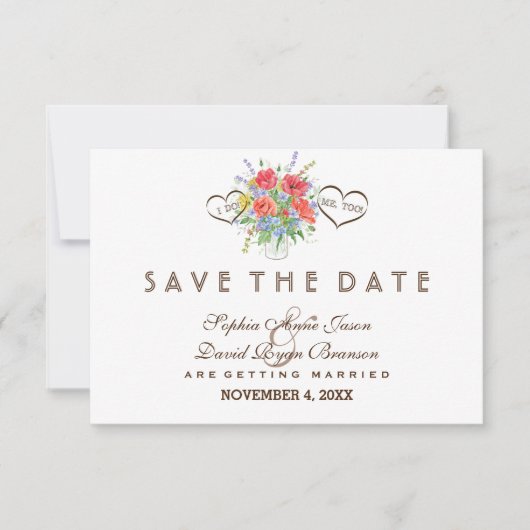 Rustieke Wilde Bloemen Huwelijk Save the Date (Voorkant)