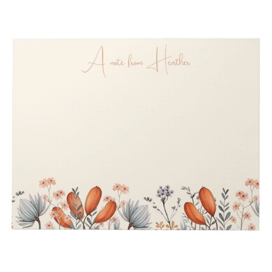 Rustieke wilde bloemen in verbrand Sinaasappel en Notitieblok (Voorkant)