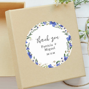 Rustieke Wilde Bloemen Kleurrijke Trouw Dankjewel Ronde Sticker
