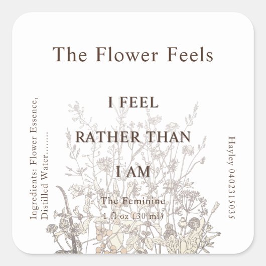 Rustieke wilde bloemen kruid aards bloemig  vierkante sticker (Voorkant)
