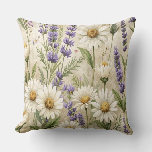 Rustieke Wilde Bloemen Kussen & Mok - Lavendel Sal (Voorkant)