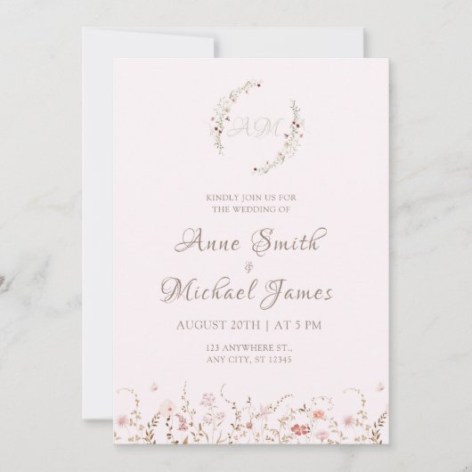 Rustieke wilde bloemen met foto Boho landelijke bl Save The Date (Voorkant)