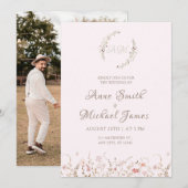 Rustieke wilde bloemen met foto Boho landelijke bl Save The Date (Voorkant / Achterkant)