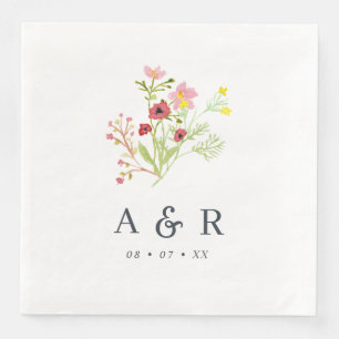 Rustieke Wilde Bloemen Monogram Bruiloft Servet
