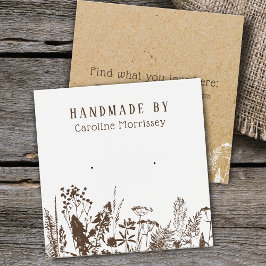 Rustieke Wilde Bloemen Stud Oorbellen Displaykaart Vierkante Visitekaartjes